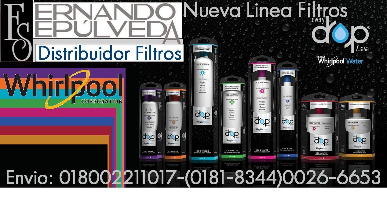 FILTROS REFRIGERADOR WHIRPOOL PARA PURIFICAR EL AGUA Y HIELOs