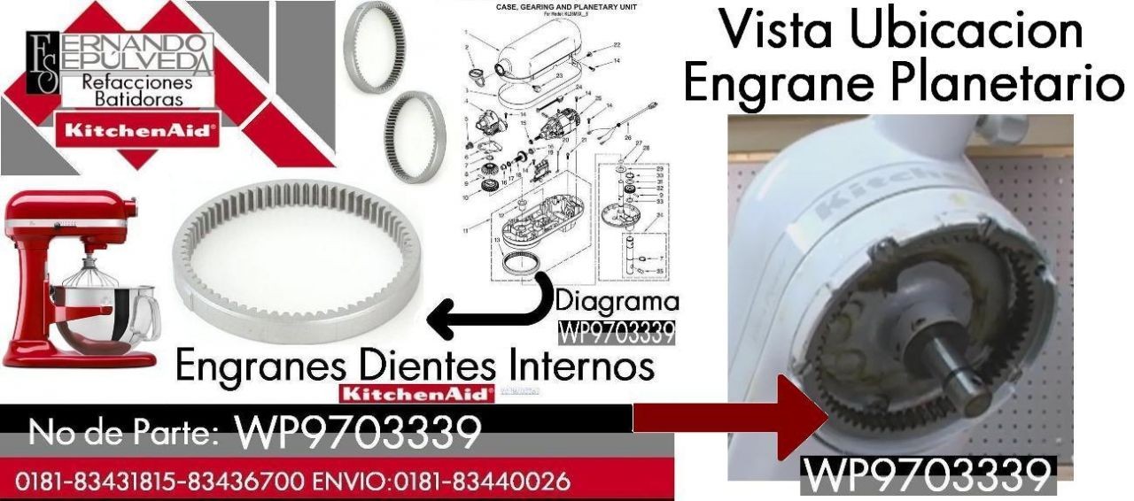 ENGRANE DEL PLANETARIO PARA BATIDORA  KITCHENAID