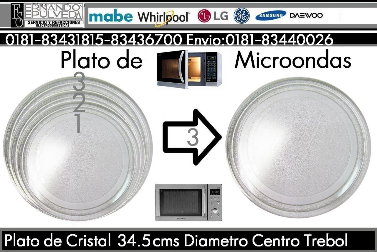PLATO CRISTAL LISO PARA MICROONDAS DE TAMAÑO GRANDE