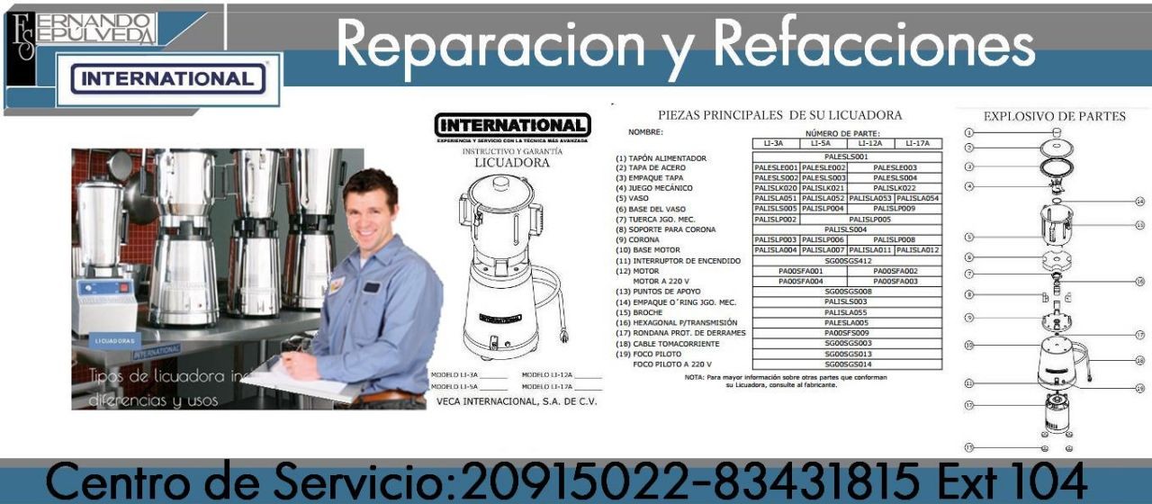 EN LICUADORAS INDUSTRIALES DE LA MARCA INTERNATIONAL EXISTEN TRES TIPOS DE LICUADORA INDUSTRIAL: LICUADORAS CONVENCIONALES, DE FRAPPÉ Y DE VOLTEO.
