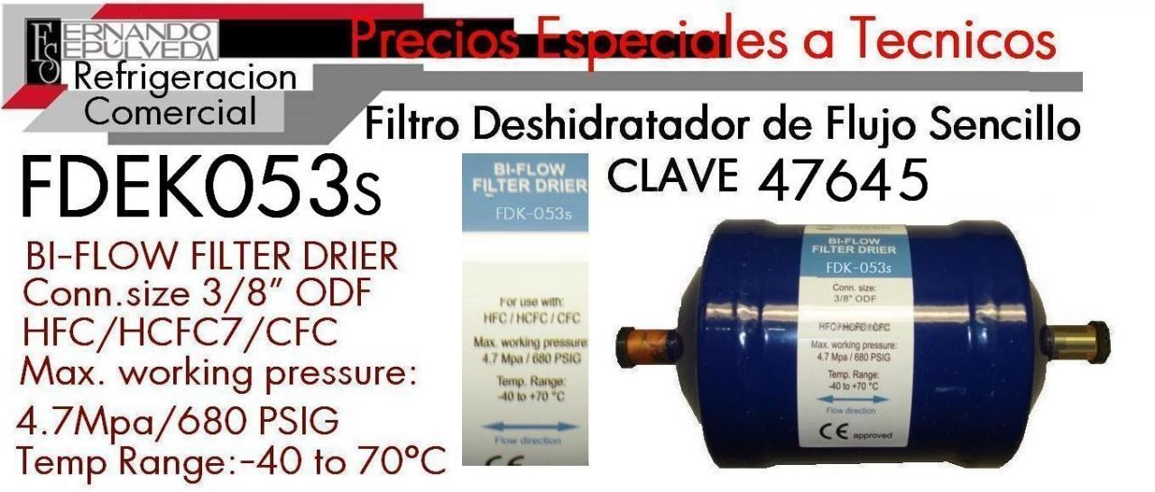 Filtro Deshidratador Cuartos Frios
