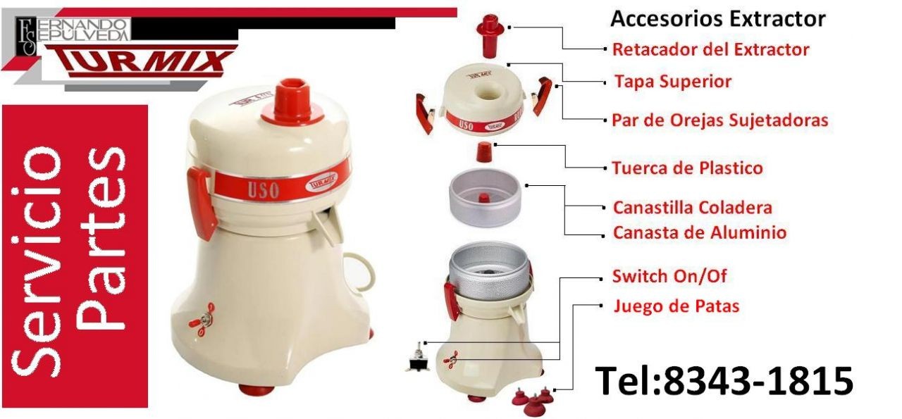 Componentes de un Extractor Turmix Uso Rudo